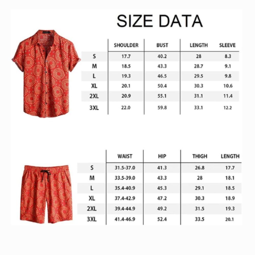 Men's Floral Hawaiian Shirts Short Sleeve Button Down Beach Shirts Suits - Picture 7 of 7